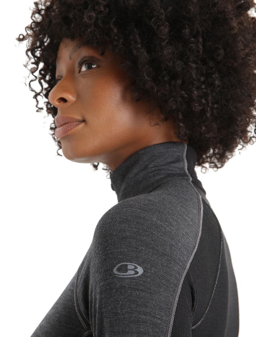 Icebreaker BodyfitZone™ Merino 260 Zone Long Sleeve Half Zip Thermal Top Naisten Base Layers Mustat | FI 1898VRWD